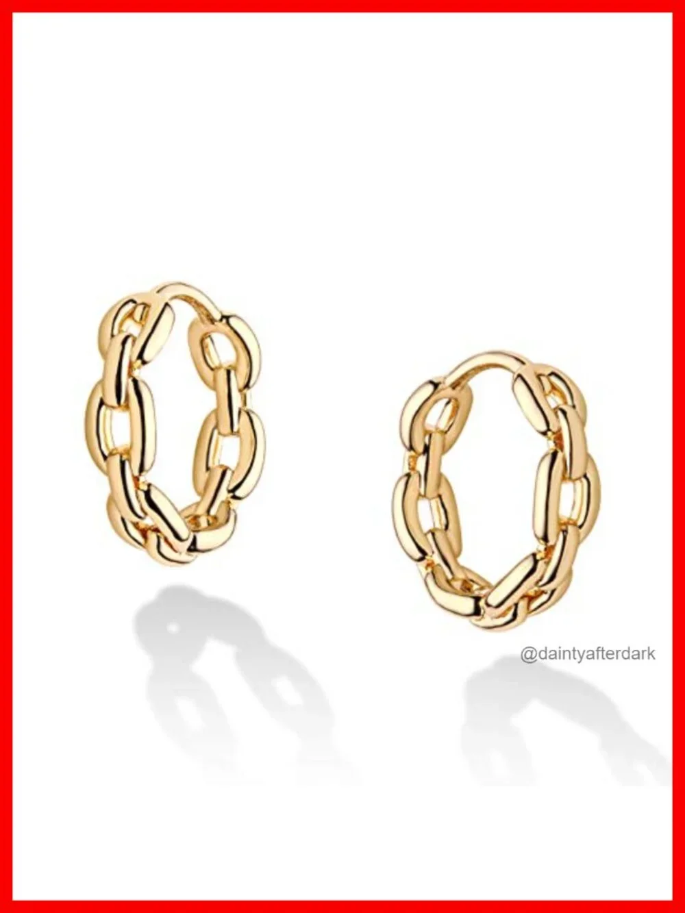 14K Gold Plated Twisted Chain Huggie Hoop Earrings Hypoallergenic Lightweight